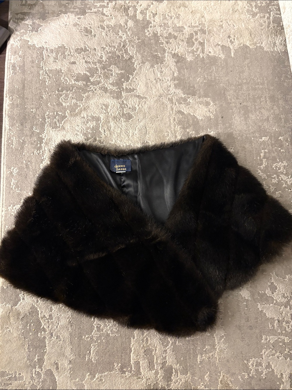L.L. Bean Dark Brown Fur Collar with Black Satin Lining
